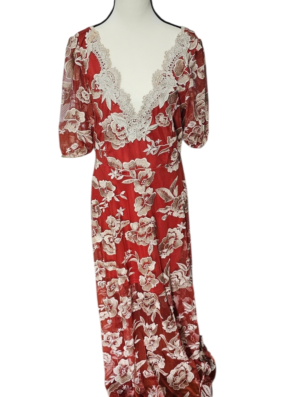 Joyfolie Maxi Dress with Cream Roses In Cinnamon - Picture 4 of 11